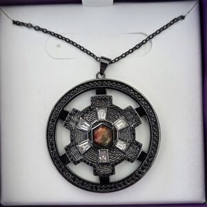 Galaxia Black and Silver Pendant Necklace